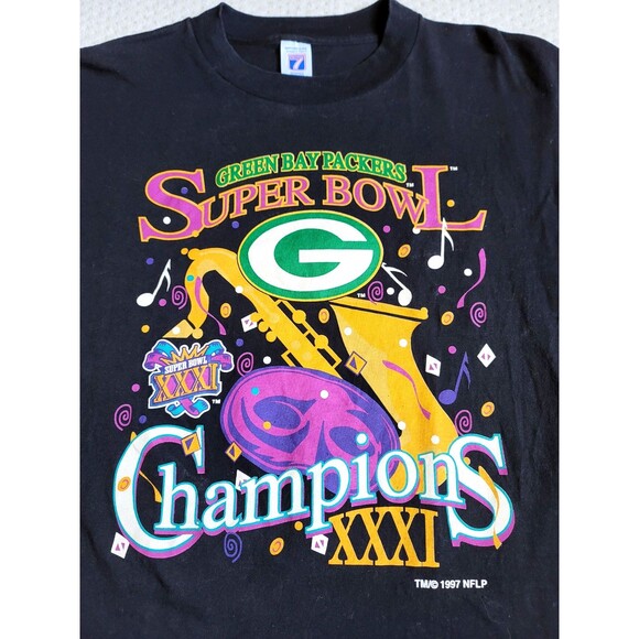VINTAGE Logo 7 Green Bay Packers 1997 Super Bowl Champions T-Shirt EUC, L - Picture 1 of 4
